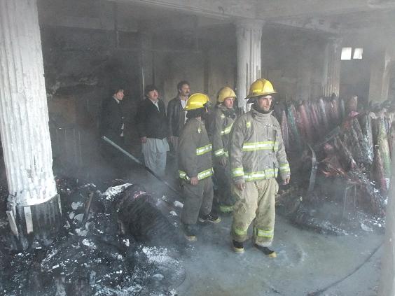 آتش سوزی در مارکت مولا علی در دشت پرچی کابل