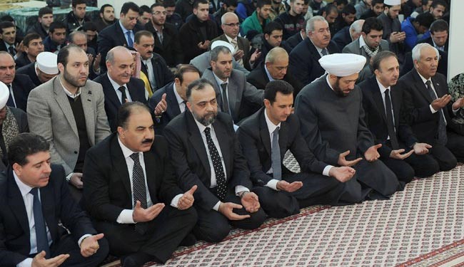 حضور بشار اسد در مراسم بزرگداشت زاد روز پیامبر بزرگ اسلام (ص)