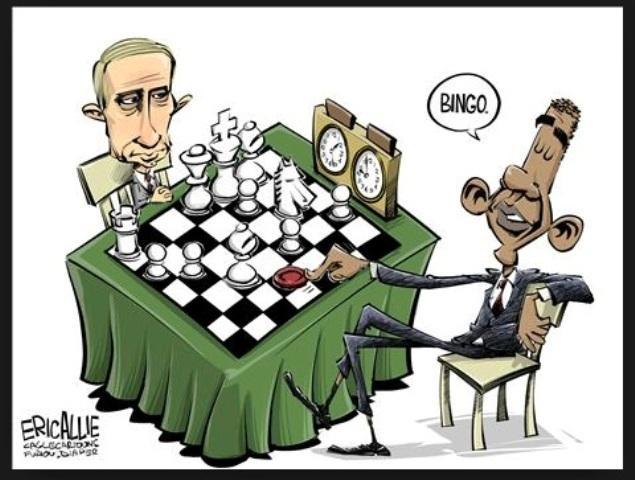 کاریکاتور - شطرنج اوباما و پوتین بر سر اوکراین