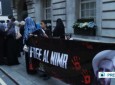 انگلیسی‌ها در اعتراض به حبس روحانی شیعه در عربستان تظاهرات کردند