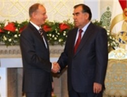 دیدار رئیس شورای امنیت روسیه و رئیس جمهور تاجیکستان