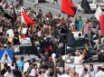 تظاهرات در مناطق مختلف بحرین/پرچم آمریکا و انگلیس به آتش کشیده شد