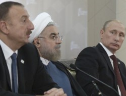 نشست روسای جمهور  ایران روسیه و آذربایجان در باکو