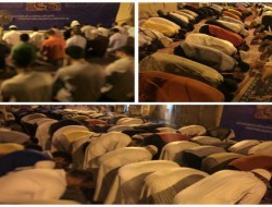 اقامه نماز صبح تحصن‌کنندگان بحرینی مقابل منزل شیخ عیسی