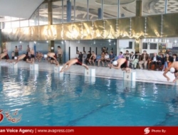 برگزاری نمایشات ورزشی آببازی در "حوض آمو" شهر کابل