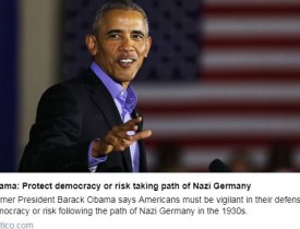 اوباما درباره خطر نابودی دمکراسی در آمریکا هشدار داد/خطر آلمان نازی درپیش است