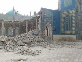 تخریب مسجد قدیمی روضه سخی در شهر مزارشریف با تاریخ 50 ساله