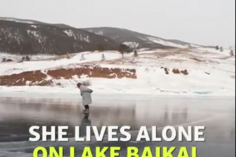 "What beauty. What incredible beauty." The 76-year-old ice-skating babushka of Baikal.