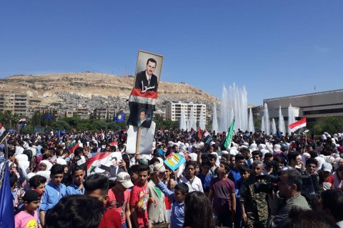 تجمع بزرگ مردم دمشق در حمایت از دولت سوریه