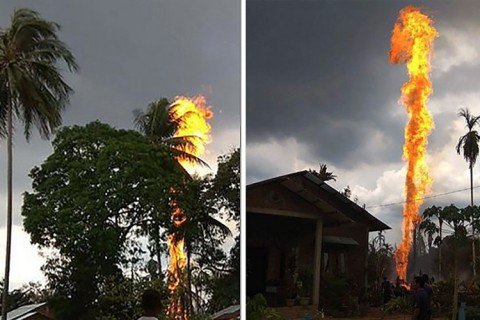 تصاویری از آتش سوزی در چاه نفت اندونزیا که منجر به جان باختن 15 نفر شد  <img src="https://cdn.avapress.com/images/video_icon.png" width="16" height="16" border="0" align="top">