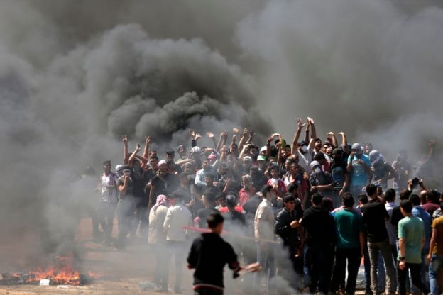 تظاهرات گسترده در  غزه در آستانه گشایش سفارت آمریکا در بیت‌المقدس