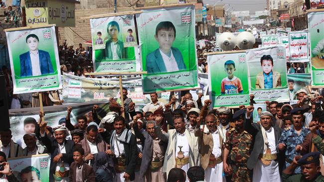 1000s of protesters in Sa’ada condemn Saudi slaughter of Yemeni children