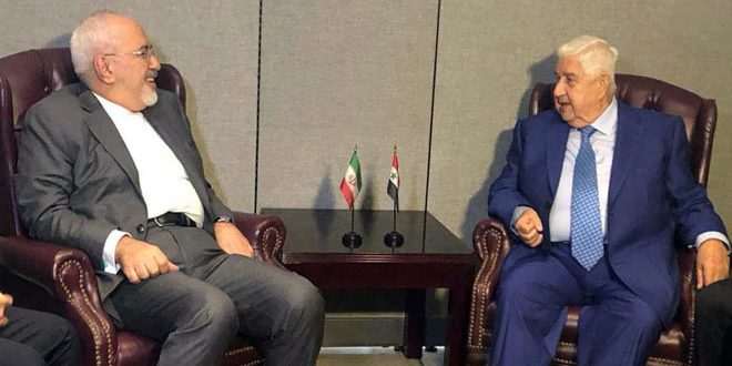 Al-Moallem Meets Guterres and Zarif on Sidelines of UN General Assembly Meetings
