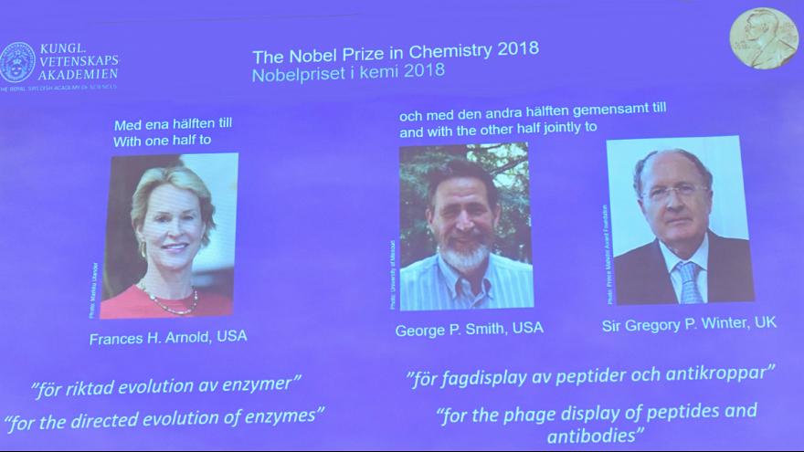 Trio win Nobel Chemistry Prize for research harnessing evolution