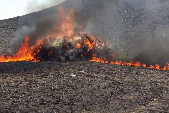 ۱۳ تن مواد مخدر در هرات به آتش کشیده شد