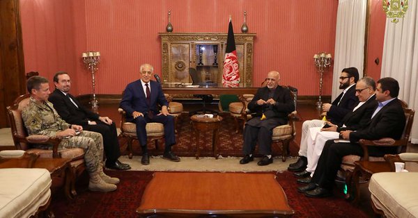 Khalilzad briefs Ghani about his recent trips regarding Afghan peace