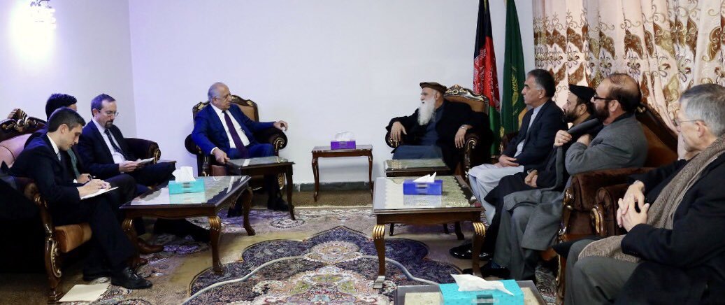Khalilzad And Sayyaf Discuss Afghanistan Peace Process