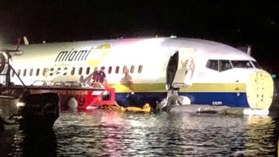 Florida plane crash: Boeing 737 skids off runway at Jacksonville military base and into river
