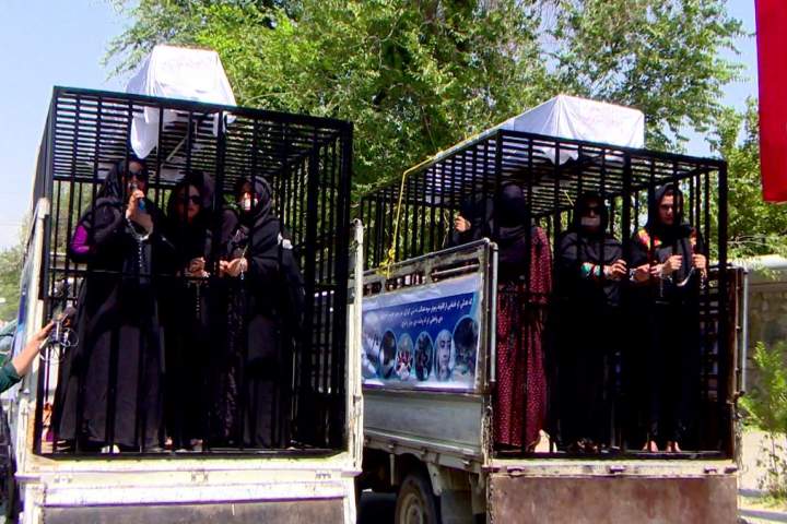 حبس در قفس آهنی شیوه جدید اعتراض زنان راه نیافته به پارلمان