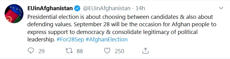 اتحادیه اروپا: انتخابات ریاست جمهوری افغانستان دفاع از ارزش‌ها است