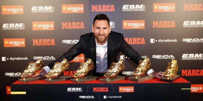 مسی، ششمین کفش طلای اروپا را دریافت کرد