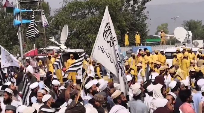 Afghan Taliban Flag Flying in Pakistan Protest