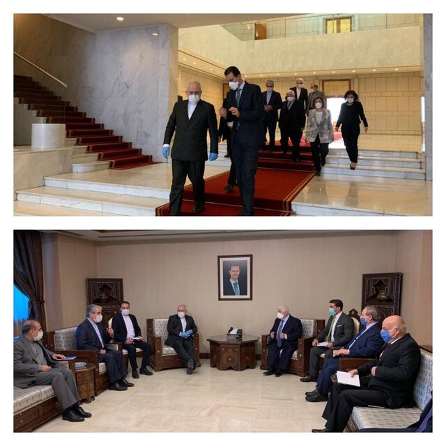 رایزنی ظریف با رئیس جمهور و وزیر خارجه سوریه در دمشق
