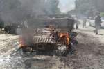 هاموی نظامی پر از مهمات در مسیر قندوز ـ تخار آتش گرفت