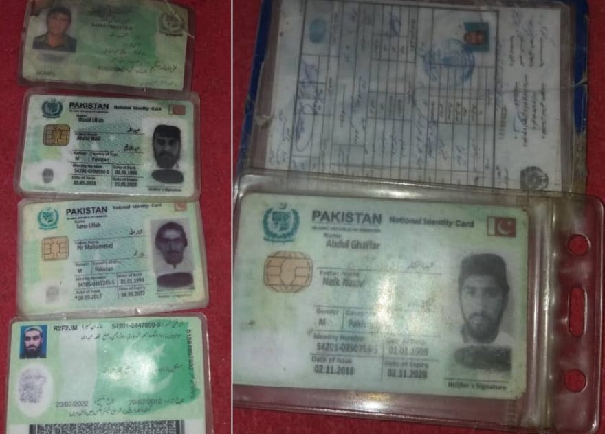 Pakistani National ID cards recovered from militants killed in Kandahar operations