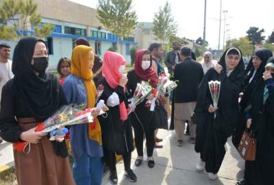 The women of Tabyan Center welcomed the wounded "Kaj" at Kabul Airport