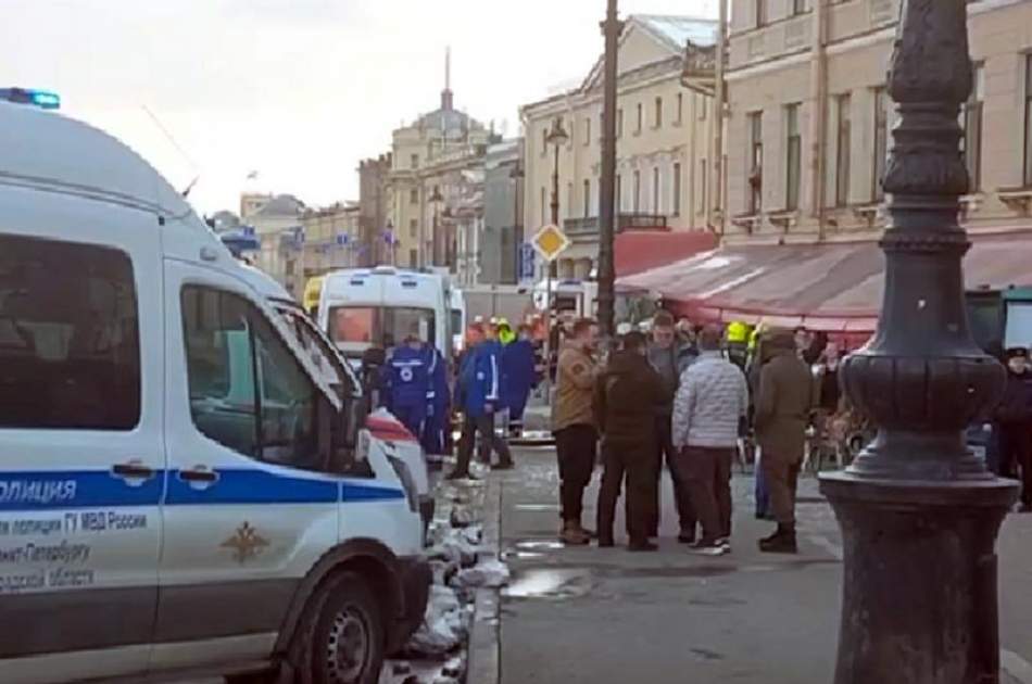 An explosion in a cafe in the center of St. Petersburg, Russia