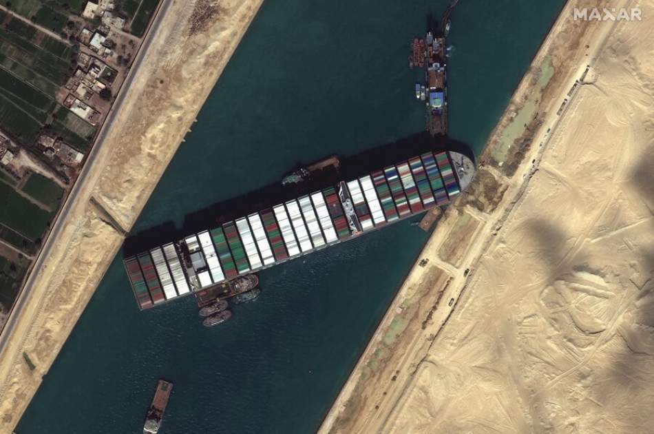 A stranded ship blocked the Suez Canal