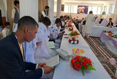 مراسم ازدواج دسته جمعی ۱۷ زوج جوان در بامیان برگزار شد