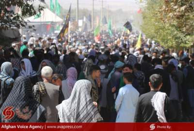 گزارش تصویری/ پیاده‌روی عظیم اربعین حسینی در حرم امامزاده یحیی (ع) سرپل از نگاه دوربین آوا