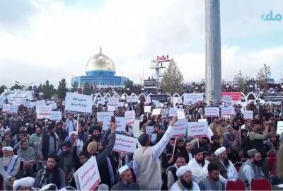 ویدئو/ عزت فلسطین، خط مقدم است/ تجمع اعتراضی شهروندان کابل در حمایت از مردم فلسطین  