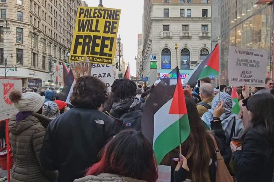 New York City protesters disrupt Black Friday shopping to support Palestinians in Gaza