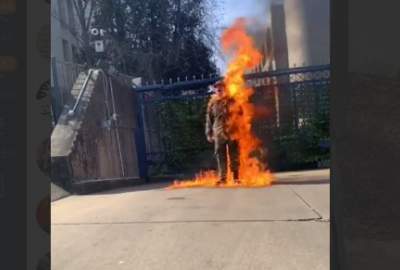The American pilot protesting the genocide in Gaza set himself on fire in front of the Israeli embassy