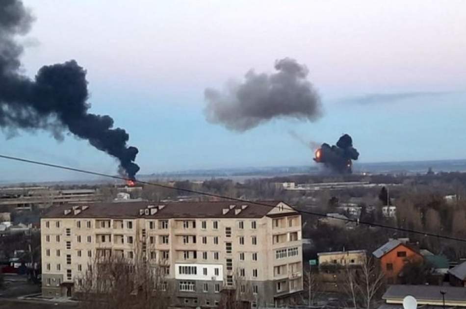 The occurrence of several powerful explosions in the capital of Ukraine