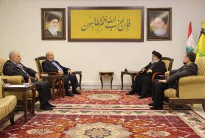 رایزنی هیئت بلند پایه جنبش حماس با دبیر کل حزب الله لبنان راجع به اوضاع غزه