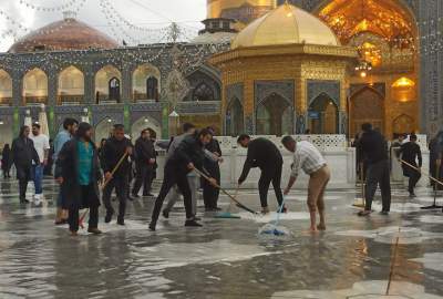 گزارش تصویری / حرم مطهر رضوی پس از بارندگی شدید باران و ژاله در مشهد مقدس