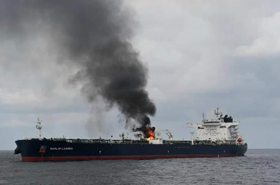 Ship being hit by projectile in Gulf of Aden 